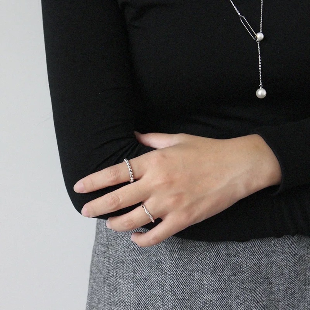 Minimalist ring set - 4-pcs 925 sterling silver ring gift set (adjustable ring)